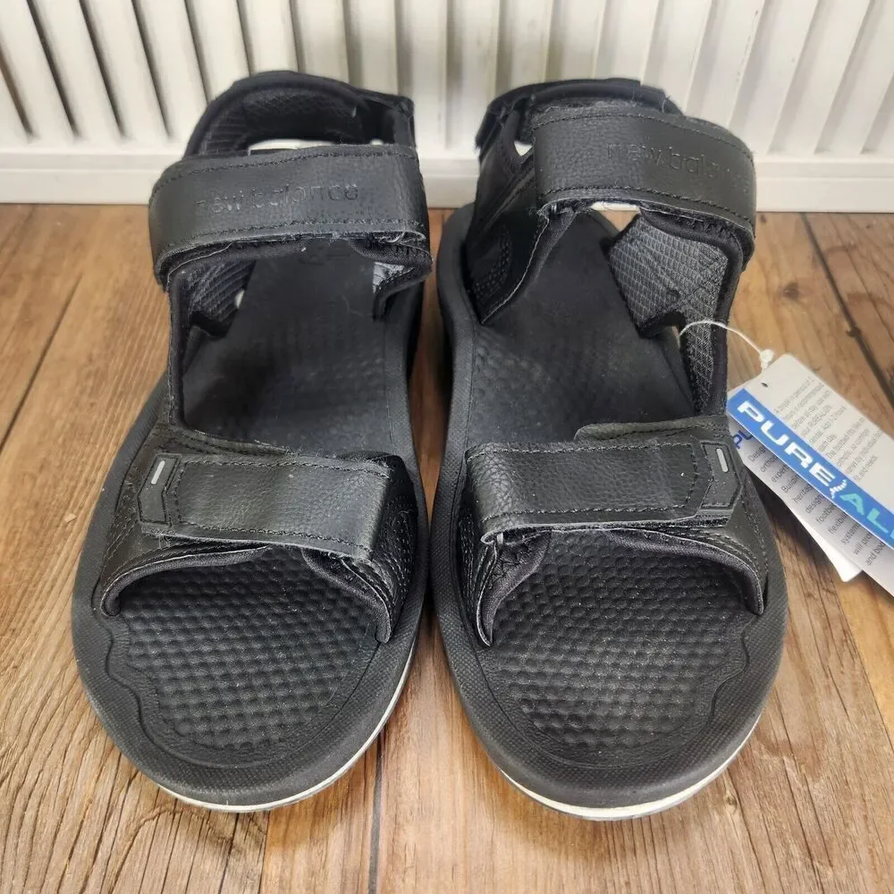 New Balance Recharge Sandals M2080BK Mens Sz 8 D Black Leather Comfort City Walk